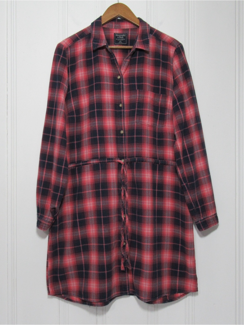 Abercrombie & Fitch Pink Plaid Shirt Dress Size XL Tall
